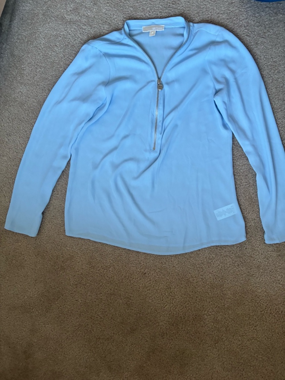 MICHAEL Michael Kors Light Blue Quarter-Zip Blouse
